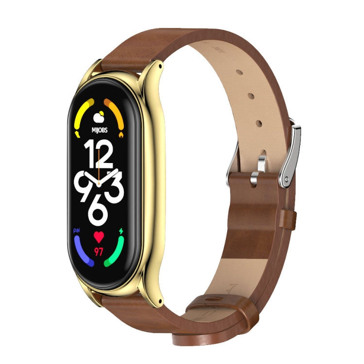 MIJOBS Plus Metal Case Microfiber Leather Watch Band, For Xiaomi Mi Band 7 / 7 NFC
