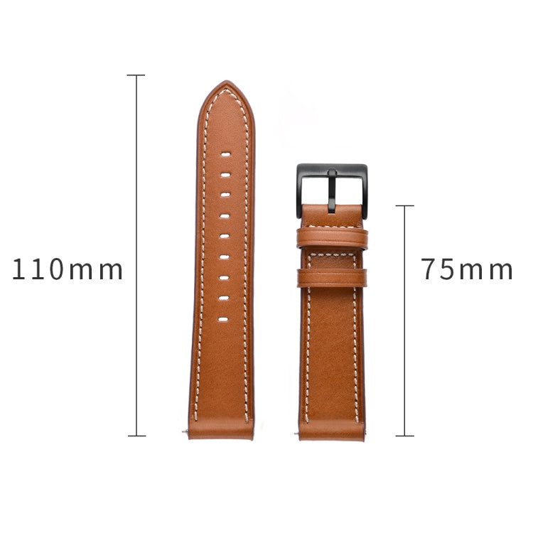 20mmFirst Layer Leather Sewing Thread Watch Band, For Huawei Watch GT3 Pro 43mm / 46mm