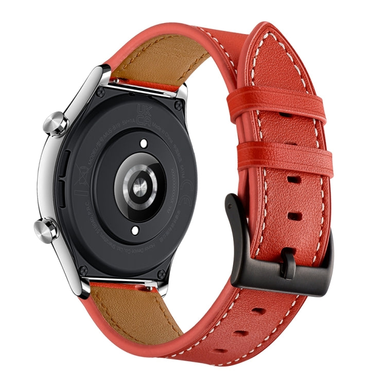 22mm Cowhide Leather Sewing Thread Watch Band, For Honor Watch GS 3