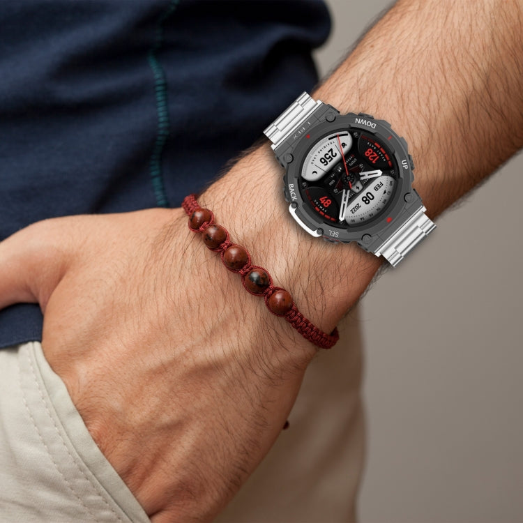For Huami Amazfit T-Rex 2 Three Strains Steel Watch Band
