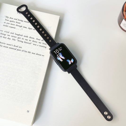 Double Rivets Leather Watch Band, For Xiaomi Mi Band 7 Pro
