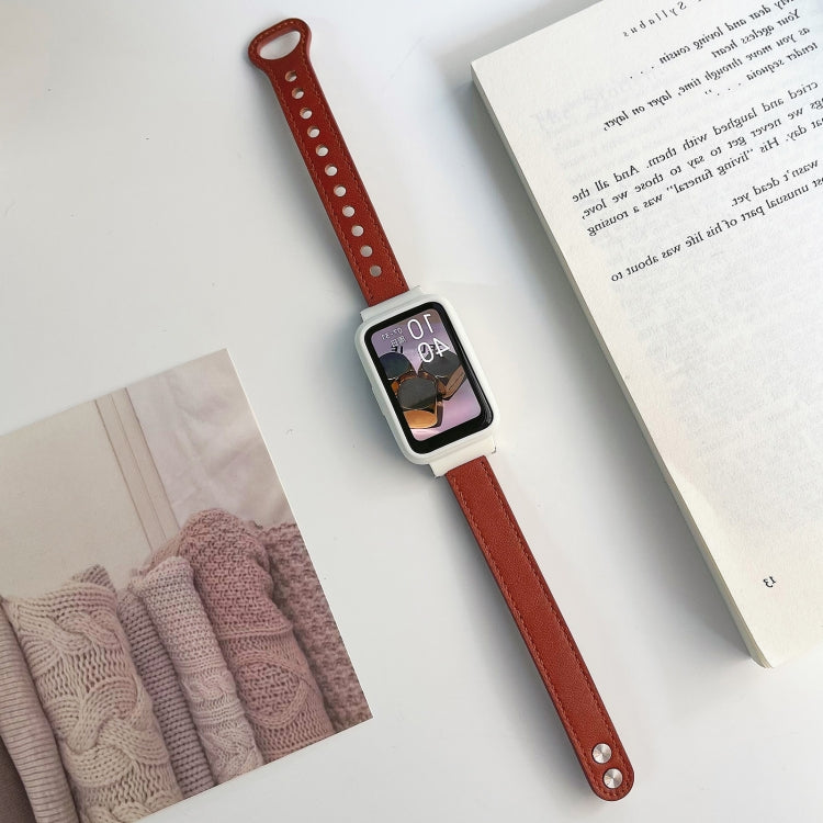 Double Rivets Leather Watch Band, For Xiaomi Mi Band 7 Pro