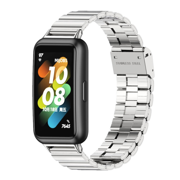 Mijobs Bamboo Stainless Steel Metal Buckle Watch Band, For Huawei Band 7 / 7 NFC
