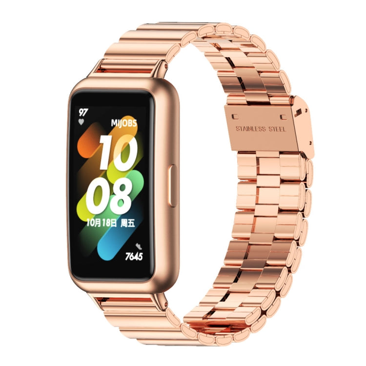 Mijobs Bamboo Stainless Steel Metal Buckle Watch Band, For Huawei Band 7 / 7 NFC