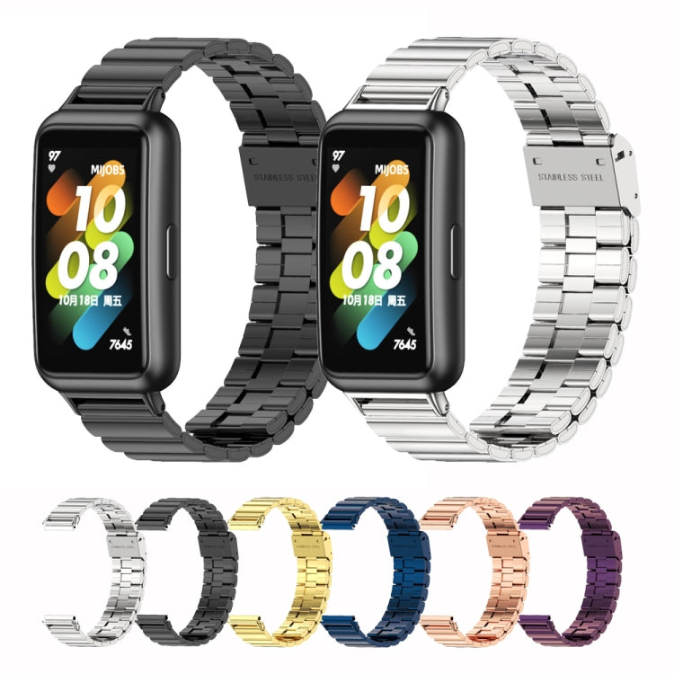 Mijobs Bamboo Stainless Steel Metal Buckle Watch Band, For Huawei Band 7 / 7 NFC