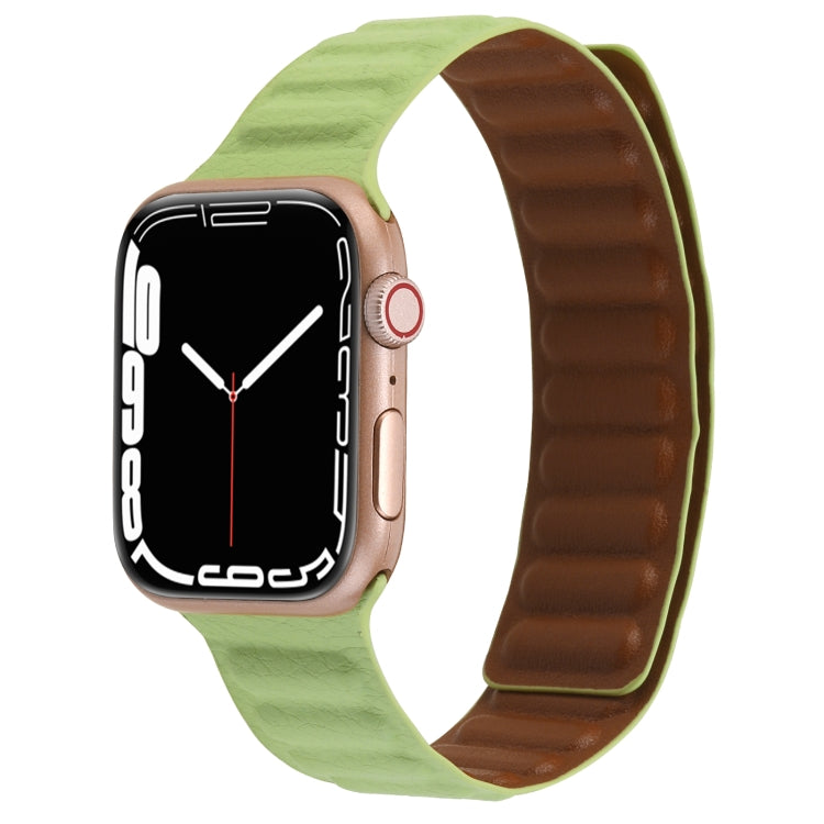 Magnetic Two-color Loop Slim Leather Watch Band For Apple Watch Series, 7 45mm / 6&SE&5&4 44mm / 3&2&1 42mm, 7 41mm / 6&SE&5&4 40mm / 3&2&1 38mm