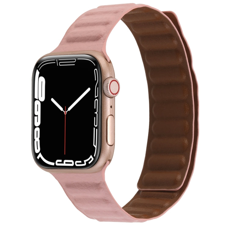 Magnetic Two-color Loop Slim Leather Watch Band For Apple Watch Series, 7 45mm / 6&SE&5&4 44mm / 3&2&1 42mm, 7 41mm / 6&SE&5&4 40mm / 3&2&1 38mm