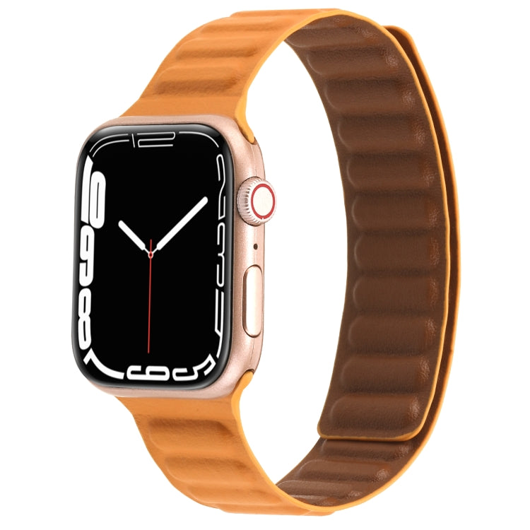 Magnetic Two-color Loop Slim Leather Watch Band For Apple Watch Series, 7 45mm / 6&SE&5&4 44mm / 3&2&1 42mm, 7 41mm / 6&SE&5&4 40mm / 3&2&1 38mm