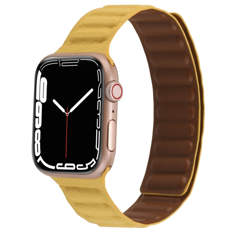 Magnetic Two-color Loop Slim Leather Watch Band For Apple Watch Series, 7 45mm / 6&SE&5&4 44mm / 3&2&1 42mm, 7 41mm / 6&SE&5&4 40mm / 3&2&1 38mm