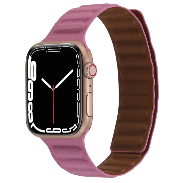 Magnetic Two-color Loop Slim Leather Watch Band For Apple Watch Series, 7 45mm / 6&SE&5&4 44mm / 3&2&1 42mm, 7 41mm / 6&SE&5&4 40mm / 3&2&1 38mm