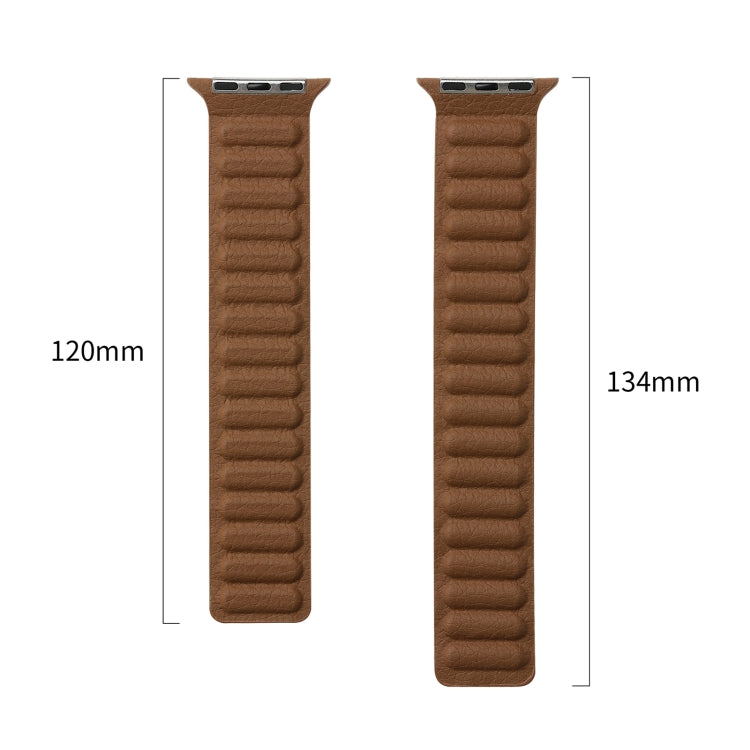 Magnetic Two-color Loop Slim Leather Watch Band For Apple Watch Series, 7 45mm / 6&SE&5&4 44mm / 3&2&1 42mm, 7 41mm / 6&SE&5&4 40mm / 3&2&1 38mm