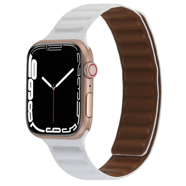 Magnetic Two-color Loop Slim Leather Watch Band For Apple Watch Series, 7 45mm / 6&SE&5&4 44mm / 3&2&1 42mm, 7 41mm / 6&SE&5&4 40mm / 3&2&1 38mm