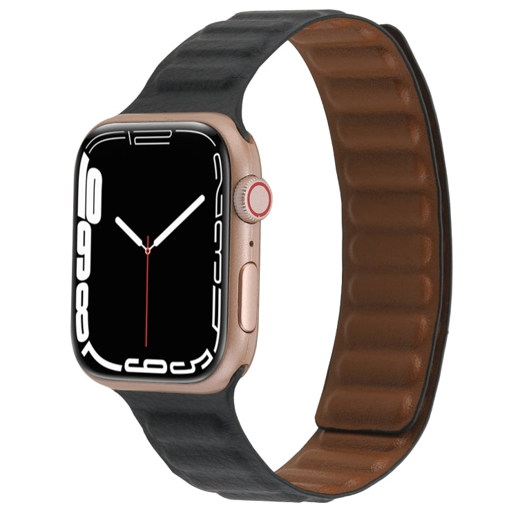 Magnetic Two-color Loop Slim Leather Watch Band For Apple Watch Series, 7 45mm / 6&SE&5&4 44mm / 3&2&1 42mm, 7 41mm / 6&SE&5&4 40mm / 3&2&1 38mm