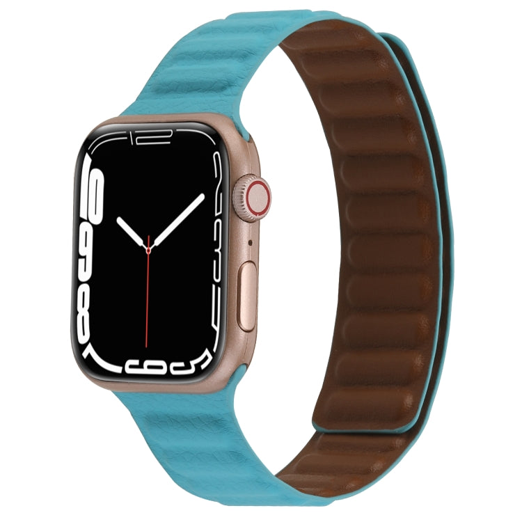 Magnetic Two-color Loop Slim Leather Watch Band For Apple Watch Series, 7 45mm / 6&SE&5&4 44mm / 3&2&1 42mm, 7 41mm / 6&SE&5&4 40mm / 3&2&1 38mm
