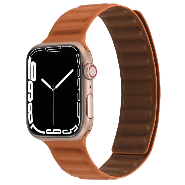 Magnetic Two-color Loop Slim Leather Watch Band For Apple Watch Series, 7 45mm / 6&SE&5&4 44mm / 3&2&1 42mm, 7 41mm / 6&SE&5&4 40mm / 3&2&1 38mm