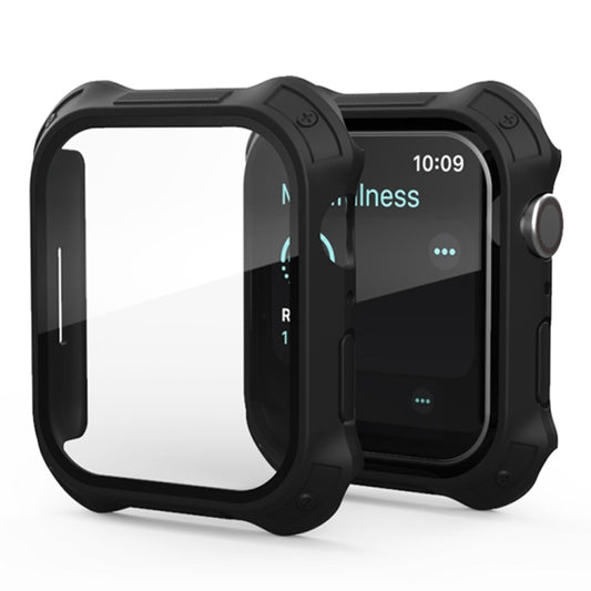 2 in 1 Frosted PC Frame + Screen Tempered Glass Film Protective Case, For Apple Watch Series 9 / 8 / 7 45mm, For Apple Watch Series 9 / 8 / 7 41mm