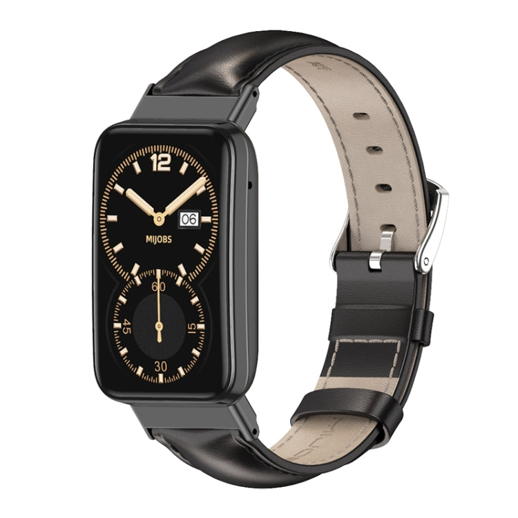 Mijobs Genuine Leather Top Layer Cowhide Watch Band, For Xiaomi Mi Band 7 Pro