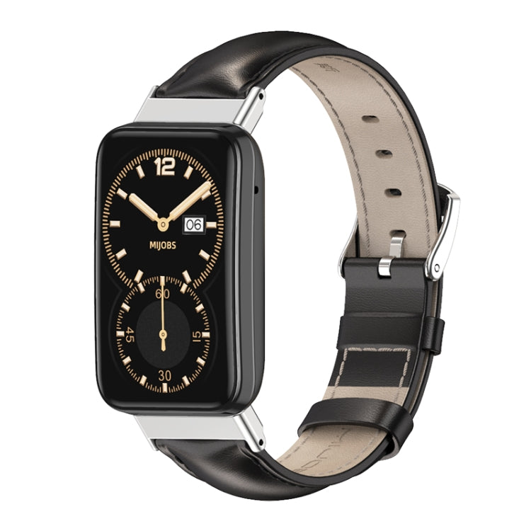 Mijobs Genuine Leather Top Layer Cowhide Watch Band, For Xiaomi Mi Band 7 Pro