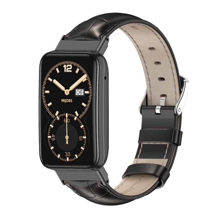 Mijobs Genuine Leather Top Layer Cowhide Watch Band, For Xiaomi Mi Band 7 Pro