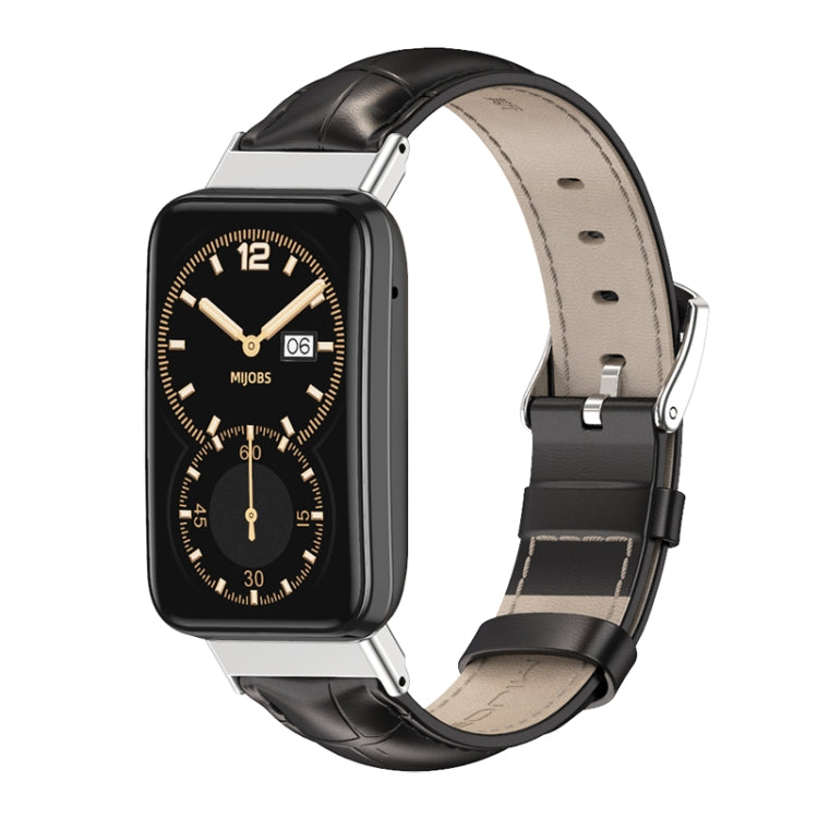 Mijobs Genuine Leather Top Layer Cowhide Watch Band, For Xiaomi Mi Band 7 Pro