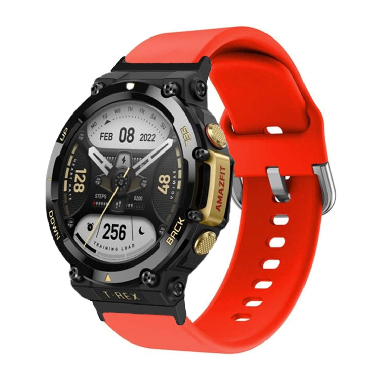 Silicone Reverse Buckle Watch Band, For Amazfit T-Rex 2