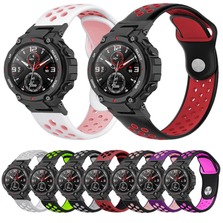 Two-color Holes Reverse Buckle Silicone Watch Band, For Amazfit T-Rex 2