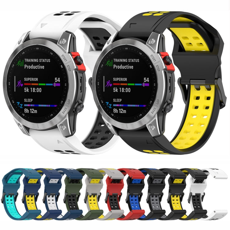 Two-color Silicone Watch Band, For Garmin Fenix 7S / 6S / 5S