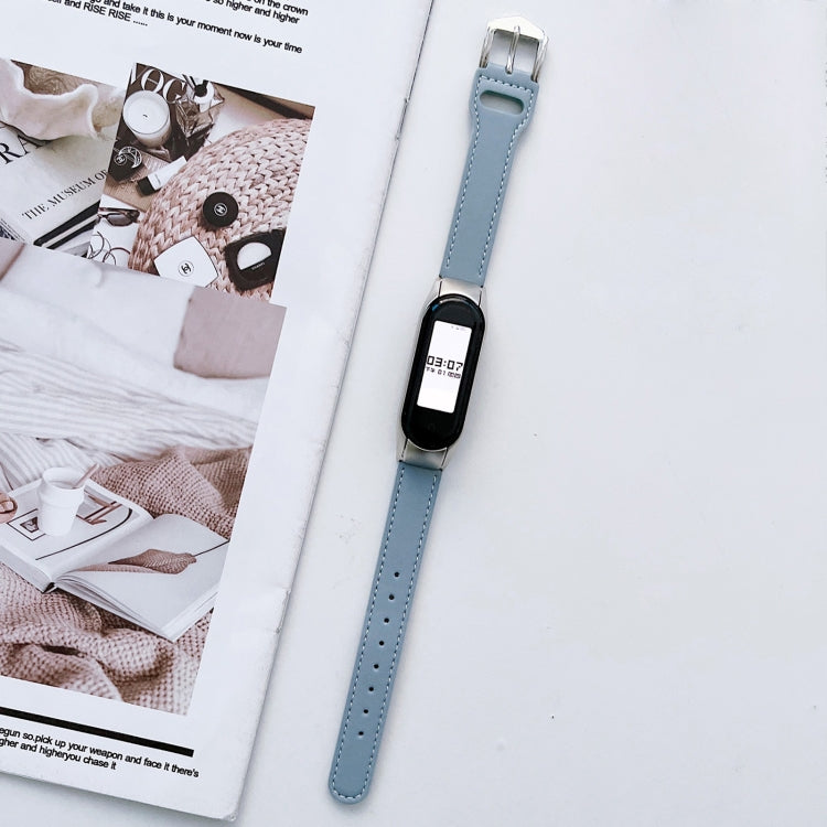 8-buckle Leather Watch Band, For Xiaomi Mi Band 3 / 4, For Xiaomi Mi Band  5 / 6, For Xiaomi Mi Band 7