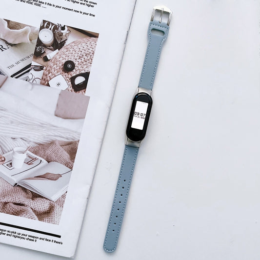 8-buckle Leather Watch Band, For Xiaomi Mi Band 3 / 4, For Xiaomi Mi Band  5 / 6, For Xiaomi Mi Band 7