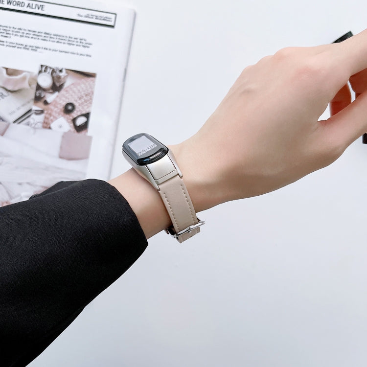 8-buckle Leather Watch Band, For Xiaomi Mi Band 3 / 4, For Xiaomi Mi Band  5 / 6, For Xiaomi Mi Band 7