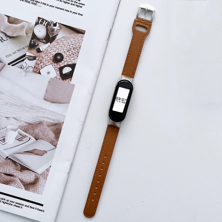 8-buckle Leather Watch Band, For Xiaomi Mi Band 3 / 4, For Xiaomi Mi Band  5 / 6, For Xiaomi Mi Band 7
