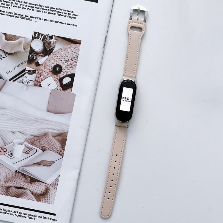 8-buckle Leather Watch Band, For Xiaomi Mi Band 3 / 4, For Xiaomi Mi Band  5 / 6, For Xiaomi Mi Band 7