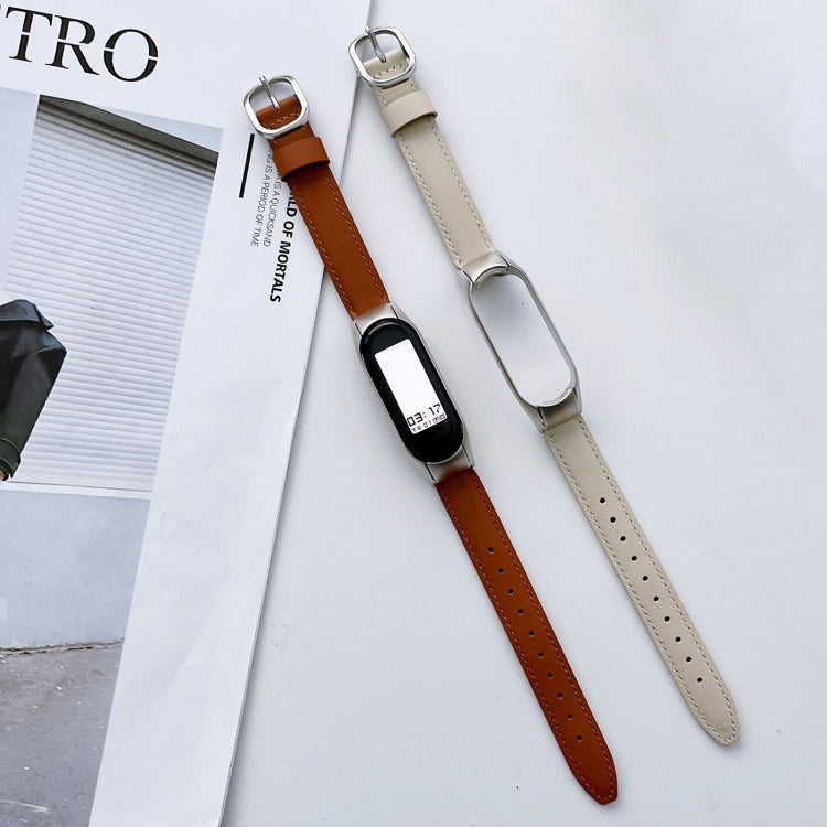 Genuine Leather Watch Band, For Xiaomi Mi Band 3 / 4, For Xiaomi Mi Band 5 / 6, For Xiaomi Mi Band 7