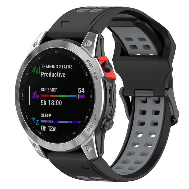 26mm Reverse Buckle Two-color Silicone Watch Band, For Garmin Enduro2 / Tactix7