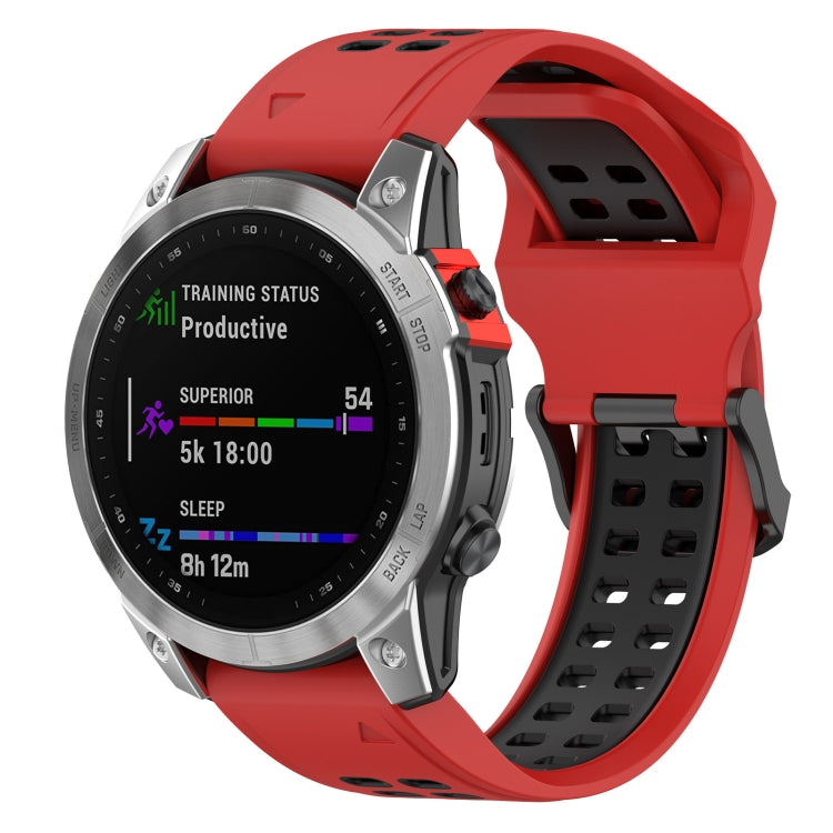 26mm Reverse Buckle Two-color Silicone Watch Band, For Garmin Enduro2 / Tactix7