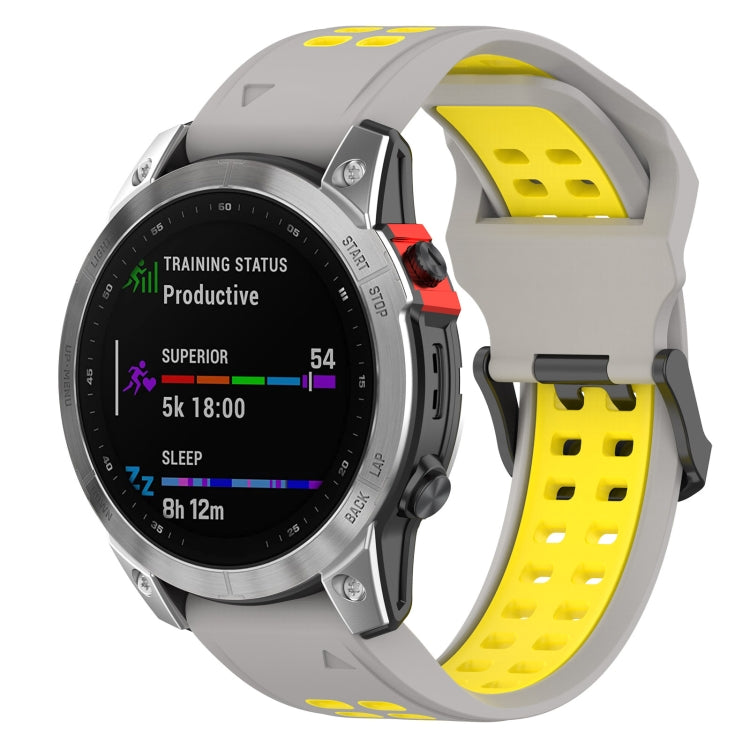 26mm Reverse Buckle Two-color Silicone Watch Band, For Garmin Enduro2 / Tactix7