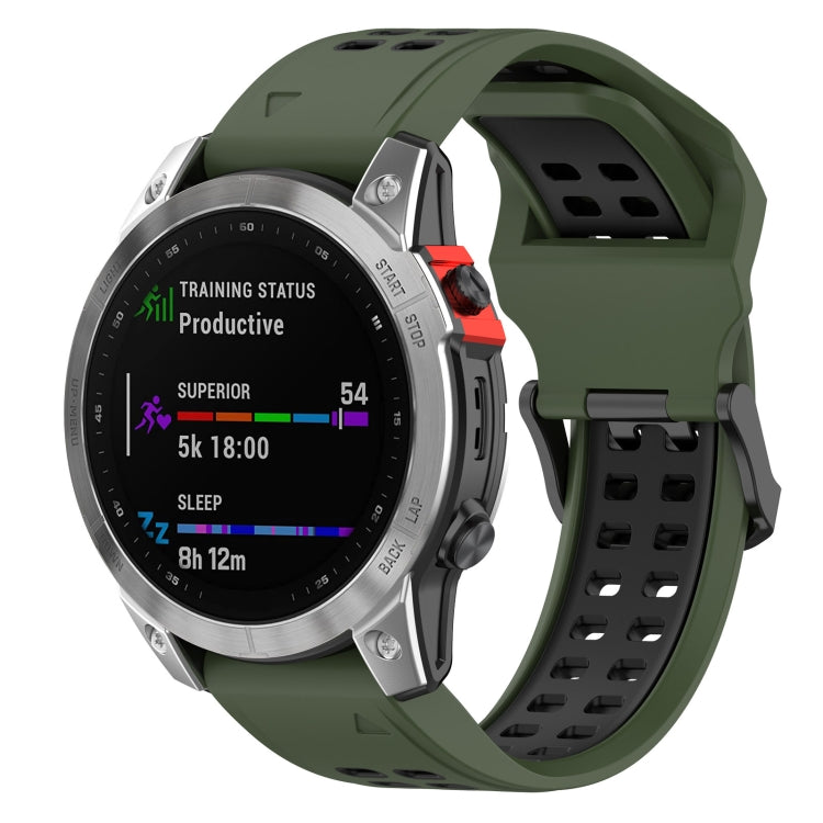26mm Reverse Buckle Two-color Silicone Watch Band, For Garmin Enduro2 / Tactix7