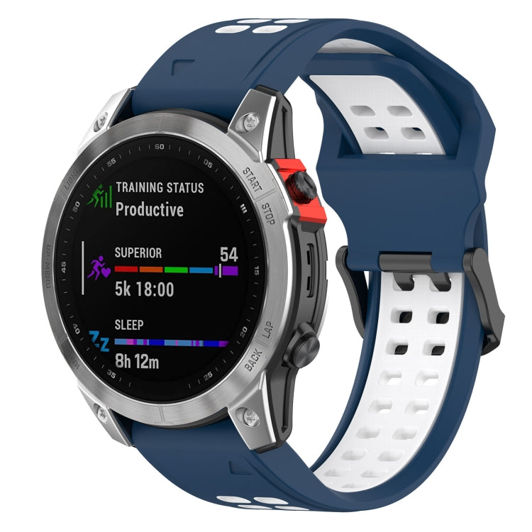 26mm Reverse Buckle Two-color Silicone Watch Band, For Garmin Enduro2 / Tactix7
