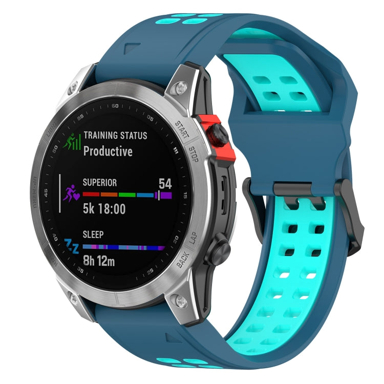 26mm Reverse Buckle Two-color Silicone Watch Band, For Garmin Enduro2 / Tactix7