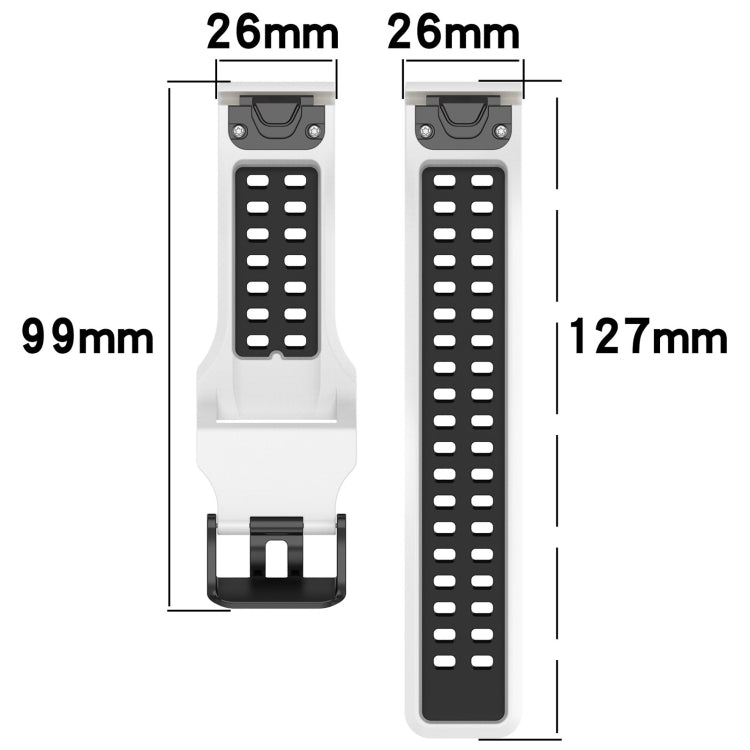 26mm Reverse Buckle Two-color Silicone Watch Band, For Garmin Enduro2 / Tactix7