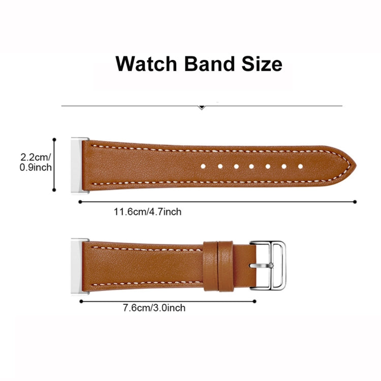 Universal Genuine Leather Watch Band, For Fitbit Versa 4 / Sense 2