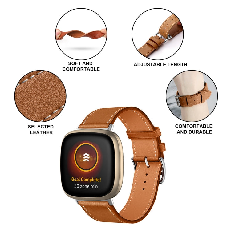 Universal Genuine Leather Watch Band, For Fitbit Versa 4 / Sense 2