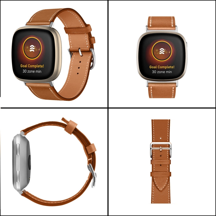Universal Genuine Leather Watch Band, For Fitbit Versa 4 / Sense 2