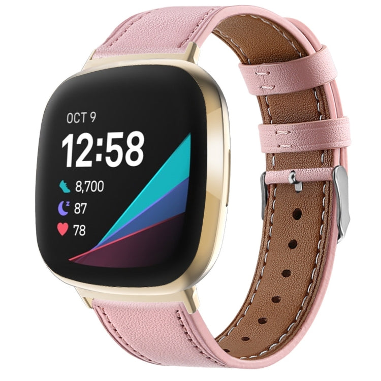 Round Tail Genuine Leather Watch Band, For Fitbit Versa 4 / Sense 2