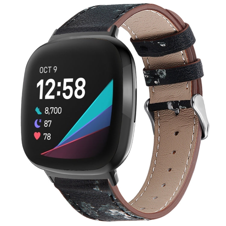 Round Tail Genuine Leather Watch Band, For Fitbit Versa 4 / Sense 2