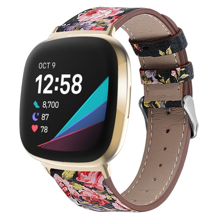 Round Tail Genuine Leather Watch Band, For Fitbit Versa 4 / Sense 2