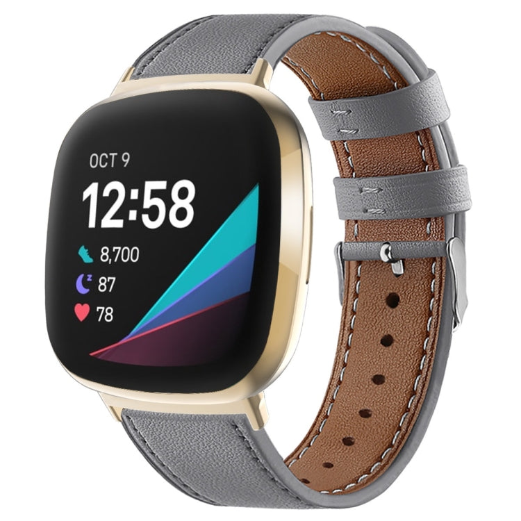 Round Tail Genuine Leather Watch Band, For Fitbit Versa 4 / Sense 2