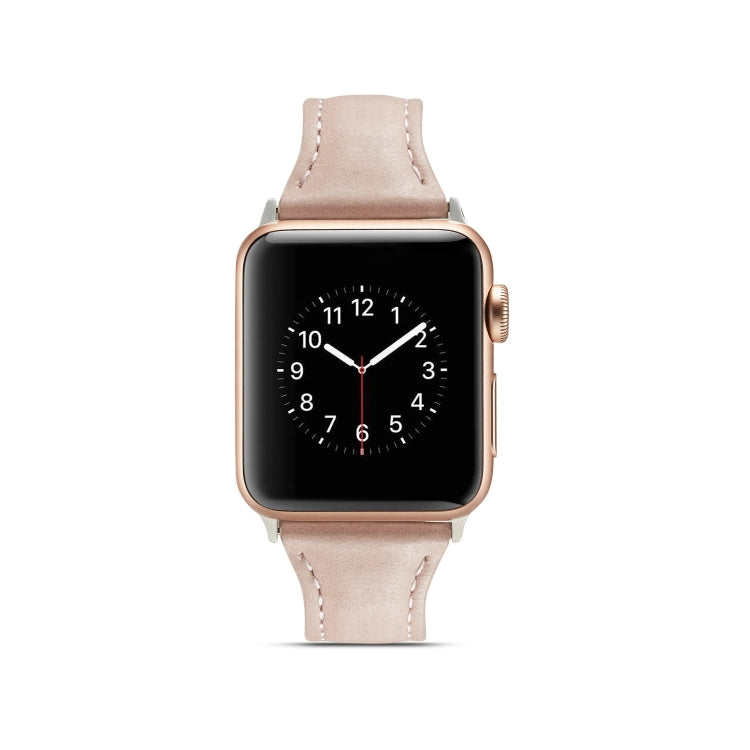 Thin Leather Replacement Wrist Strap Watchband, For Apple Watch 5/4 44mm & 3/2/1 42mm, For Apple Watch 5/4 40mm & 3/2/1 38mm