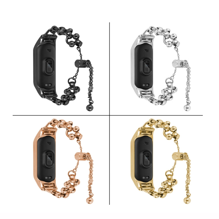 Bead Steel Chain Metal Watch Band, For Xiaomi Mi Band 3 / 4, For Xiaomi Mi Band 5 / 6, For Xiaomi Mi Band 7