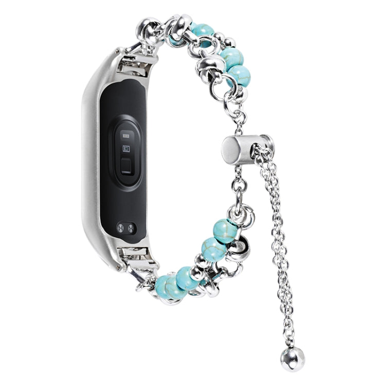 Double Pearl Bead String Metal Watch Band, For Xiaomi Mi Band 3 / 4, For Xiaomi Mi Band 5 / 6, For Xiaomi Mi Band 7